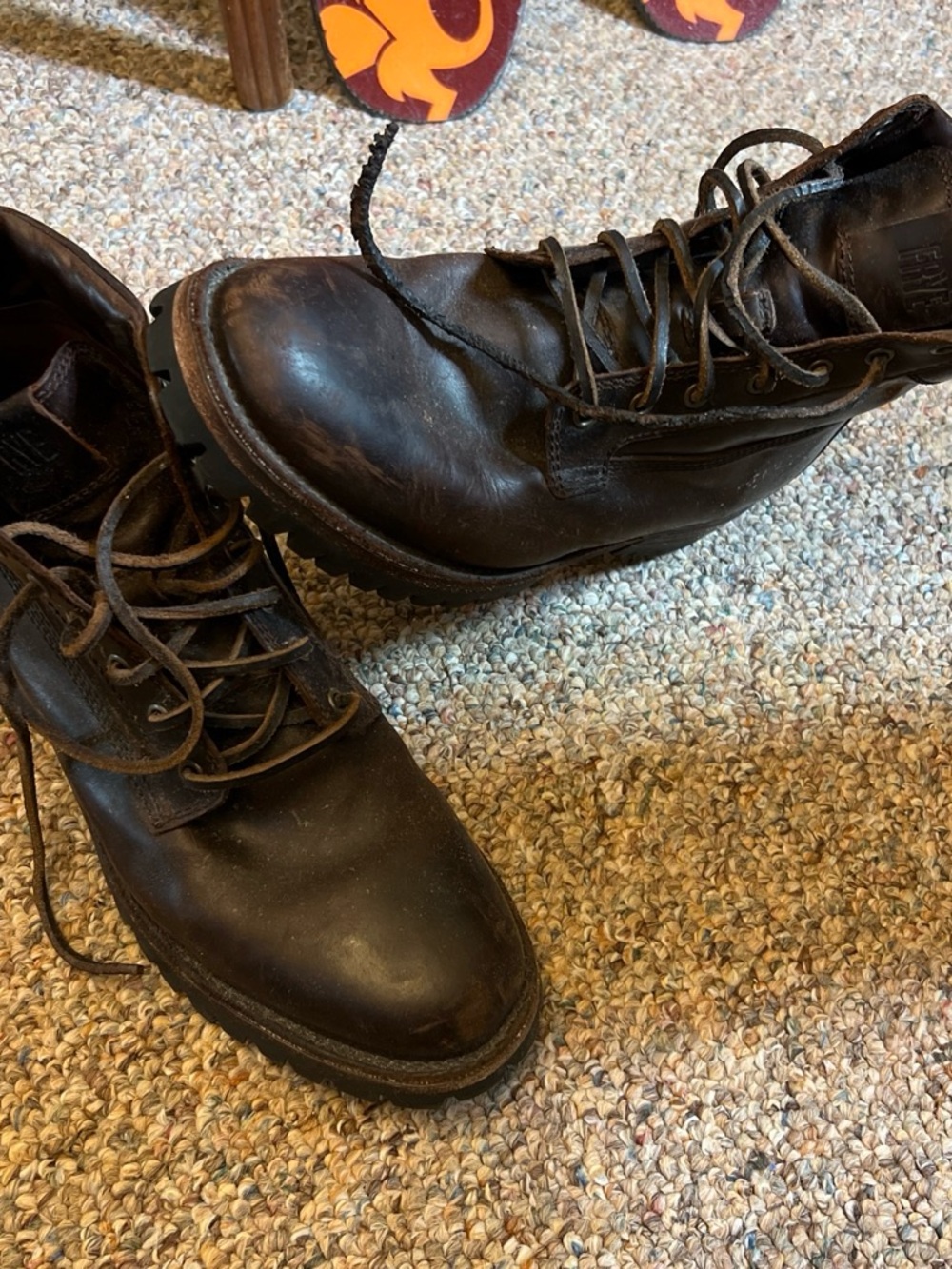 Frye Black Leather Lace-Up Boots